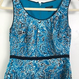 Ann Taylor Blue/white/black Sleeveless Dress 0P